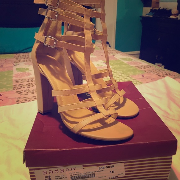 Bamboo Tan Strappy Heel - Picture 1 of 4